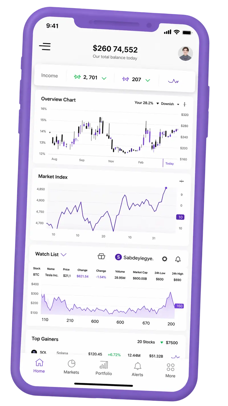 Mobile portfolio monitoring screen